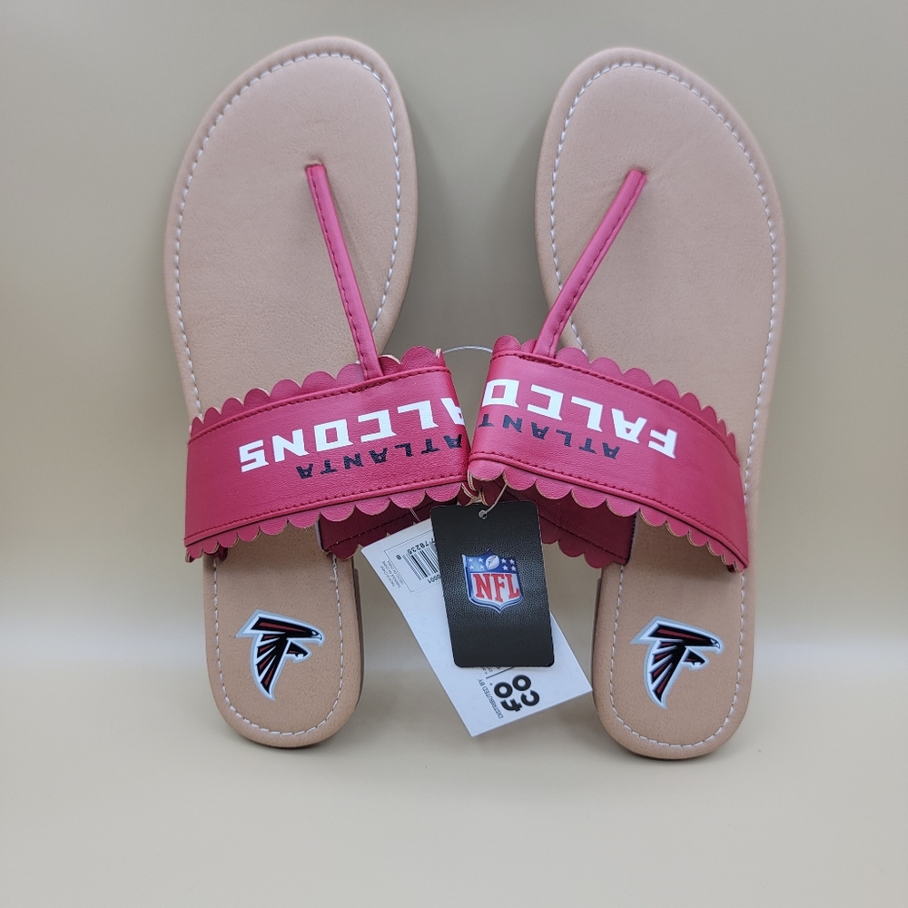 Atlanta Falcons Women's Thongs Sandals Size Large 9/10  Tan Red Black NFL New